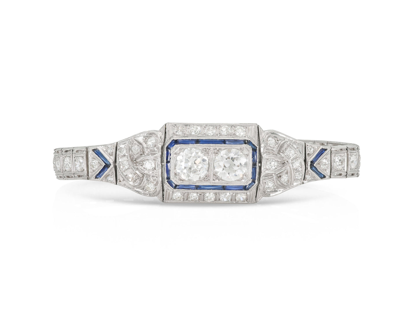 Antique Art Deco 1930s 6.00 carat Diamond Belly Bracelet with Sapphires