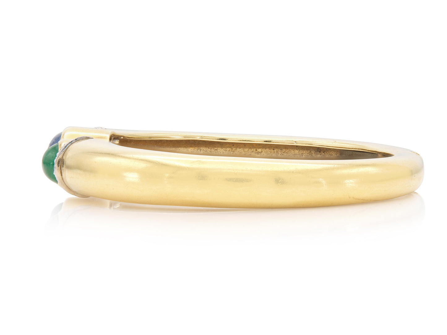 Vintage 1970s David Webb Gold Cuff Bracelet with Sapphire and Emerald