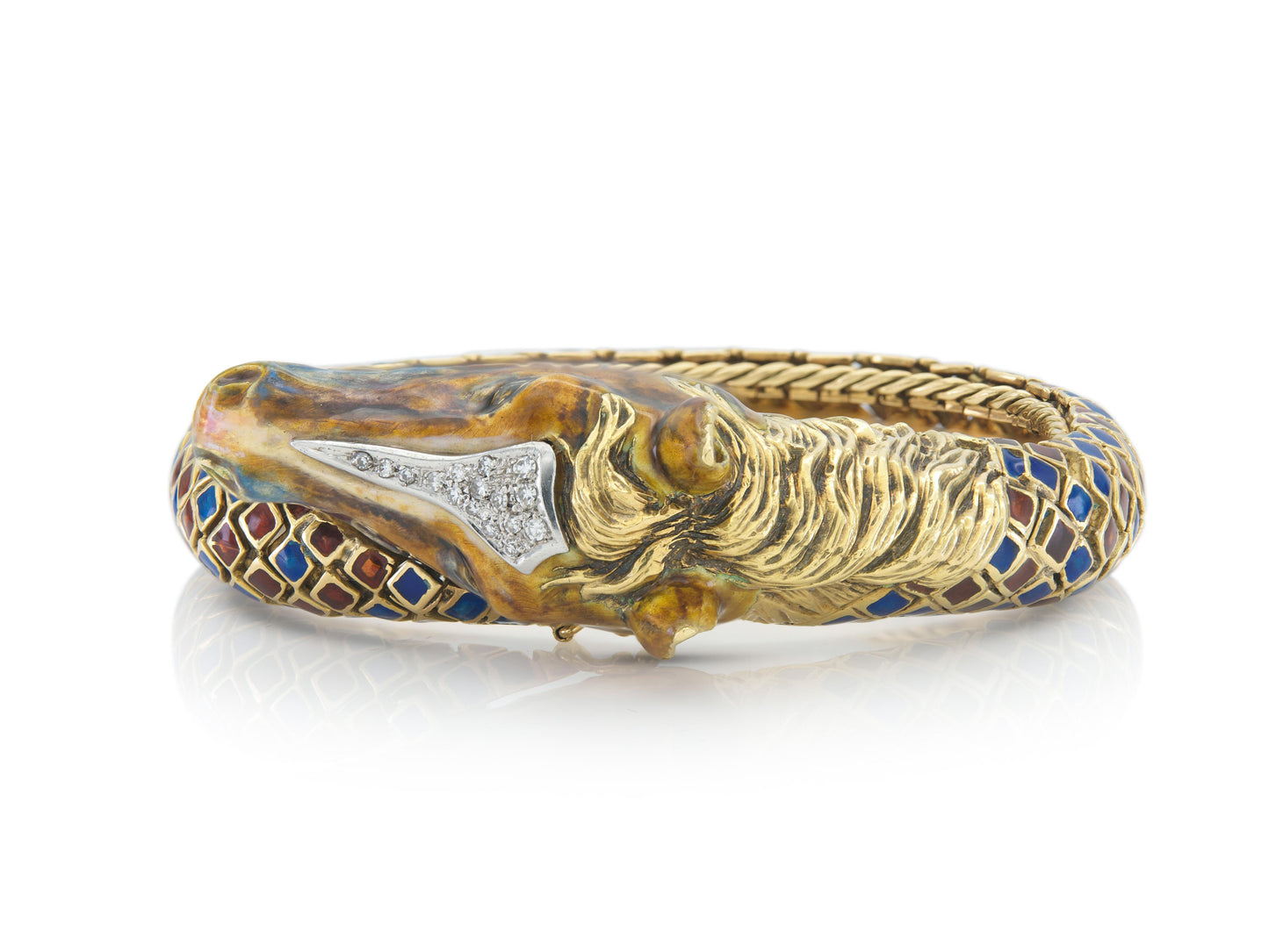 Vintage 1960s Enamel Horse Bracelet with Diamonds