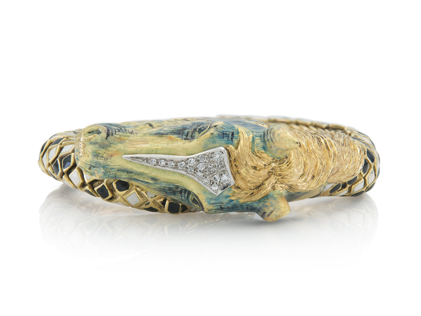 Vintage 1960s Enamel Horse Bracelet with Diamonds