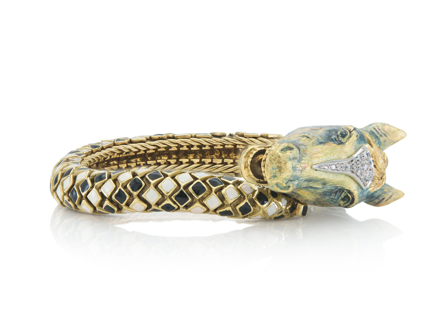 Vintage 1960s Enamel Horse Bracelet with Diamonds