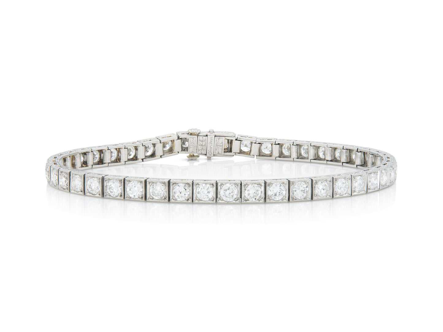 Antique Art Deco 1930s 8.00 Carat Diamond Line Bracelet
