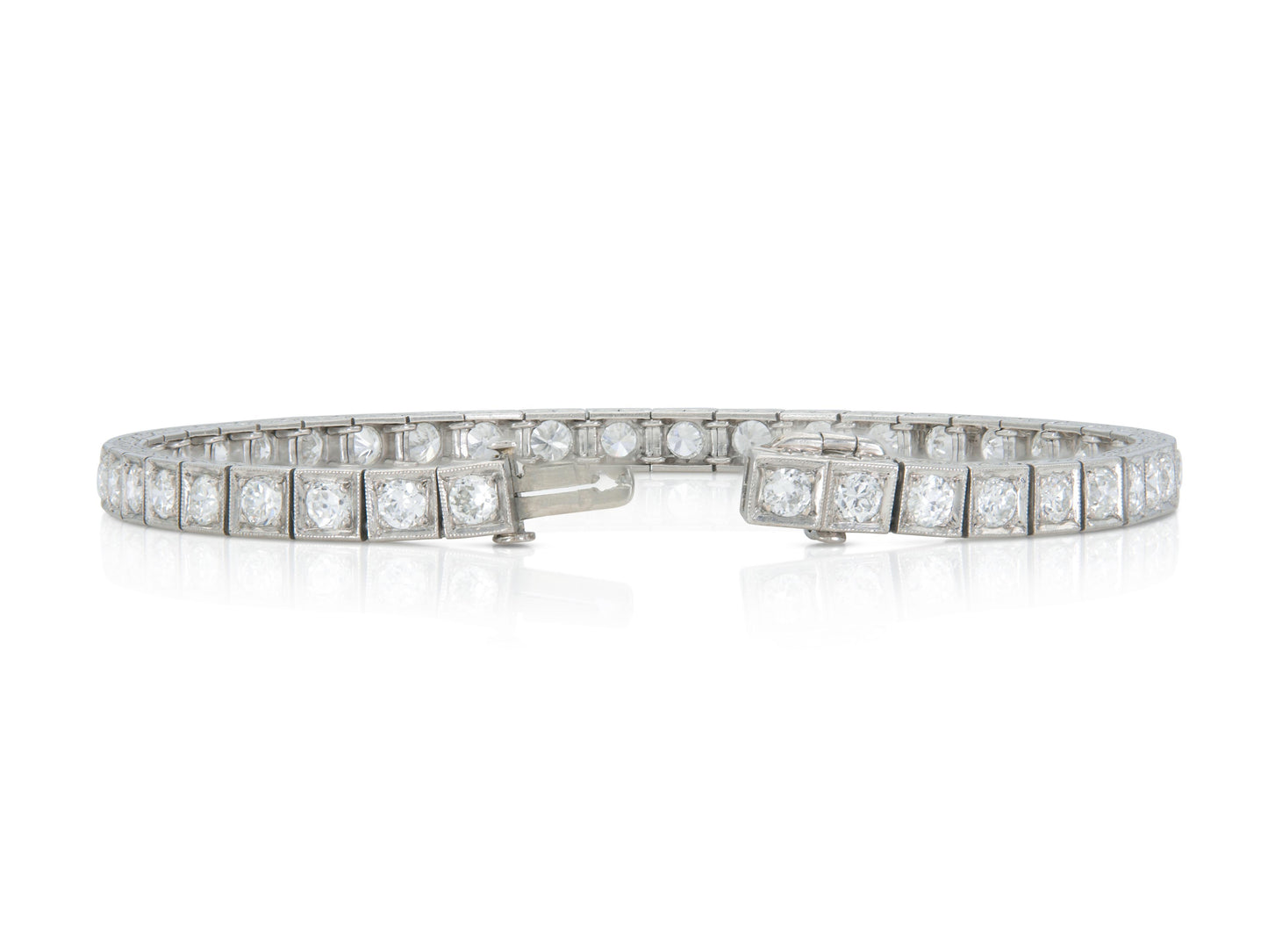 Antique Art Deco 1930s 6.30 Carat Diamond Line Bracelet