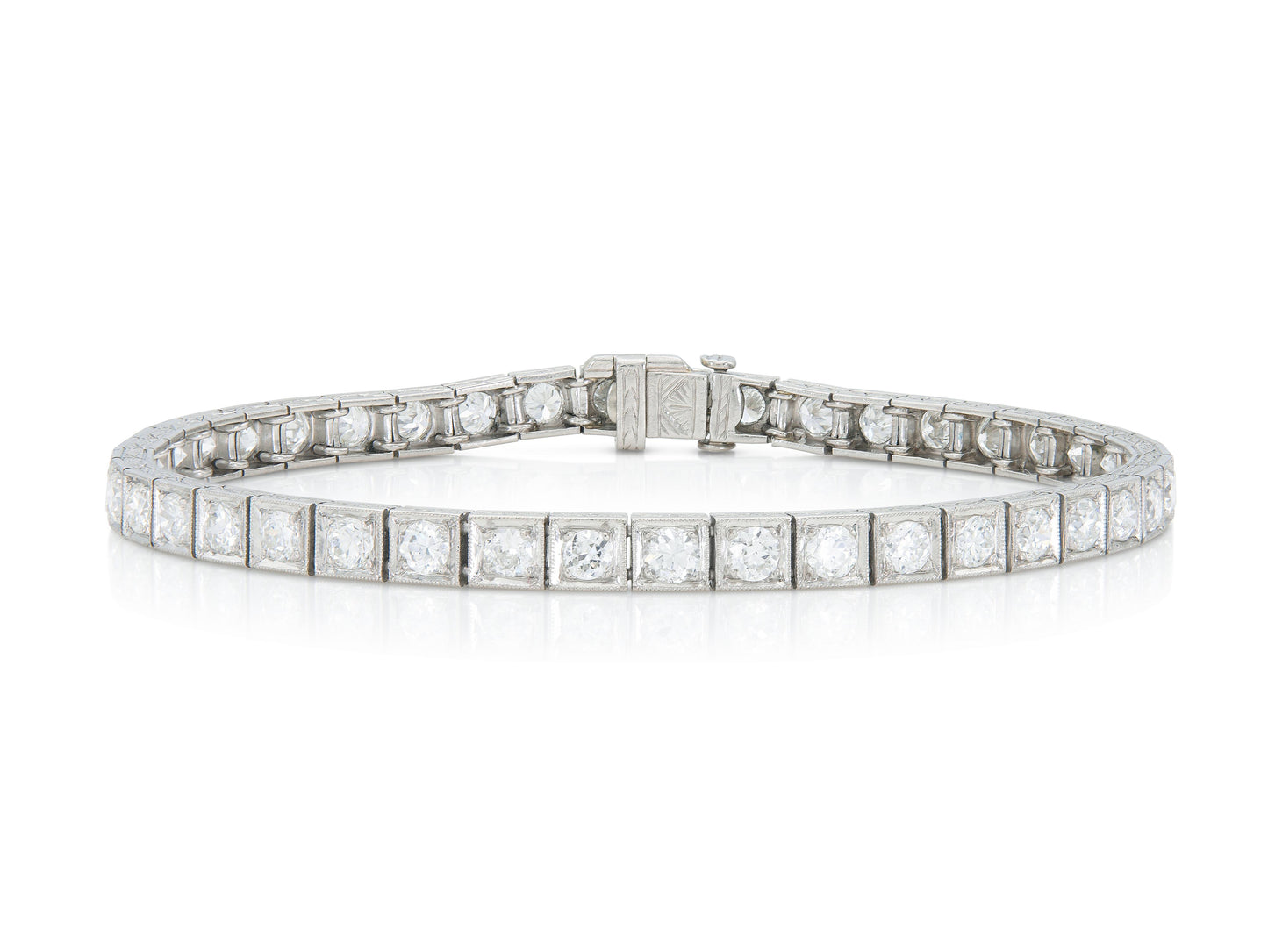 Antique Art Deco 1930s 6.30 Carat Diamond Line Bracelet