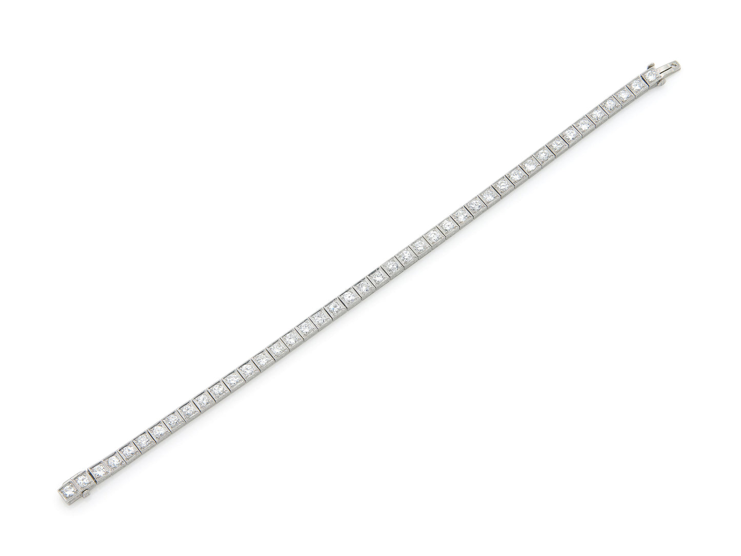 Antique Art Deco 1930s 6.30 Carat Diamond Line Bracelet