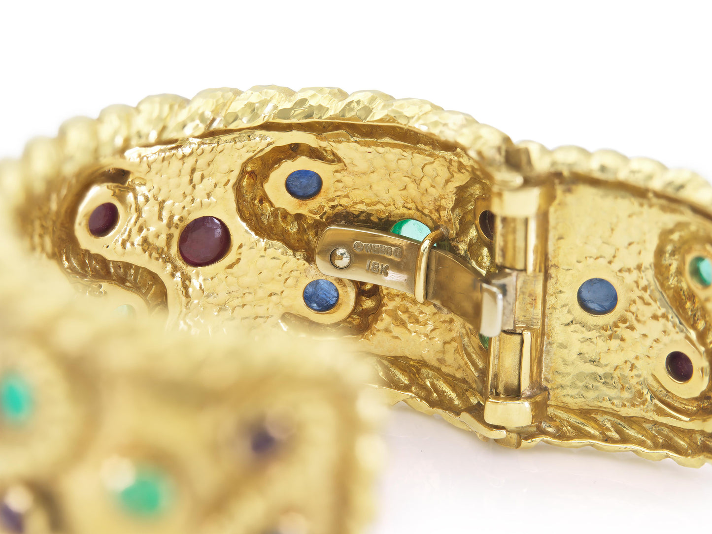 Vintage 1970s David Webb Gold and Multi-Gemstone Cuff Bracelet