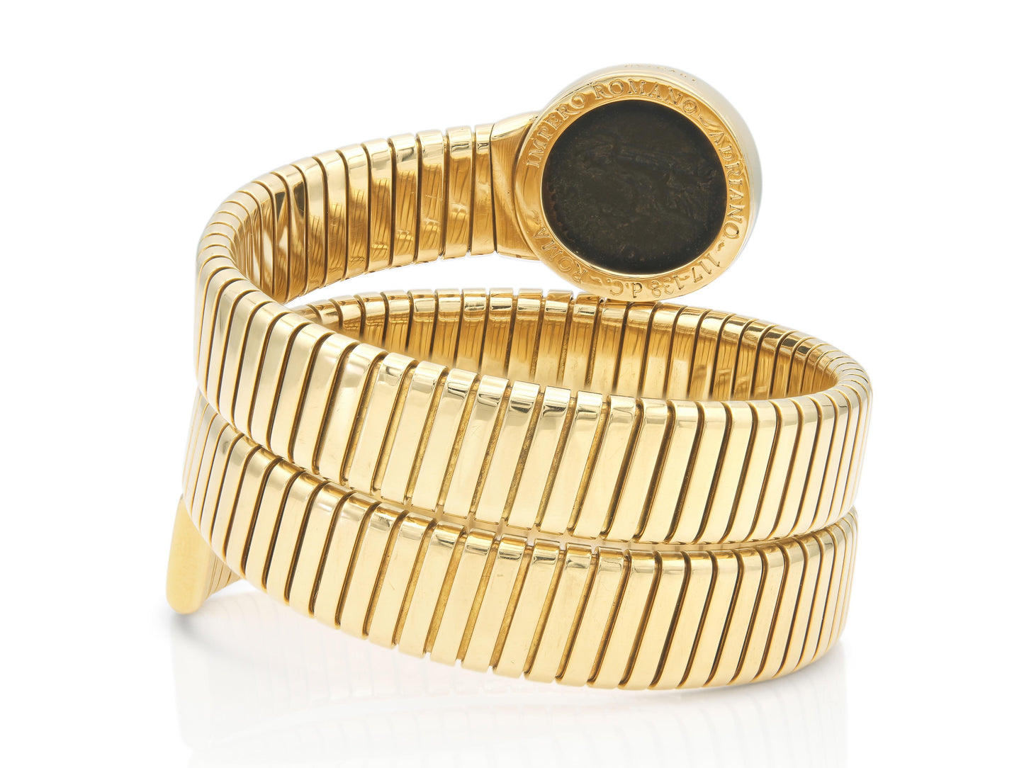 Vintage 1960s Bvlgari Tubogas Moneta Roman Coin Wrap Bracelet