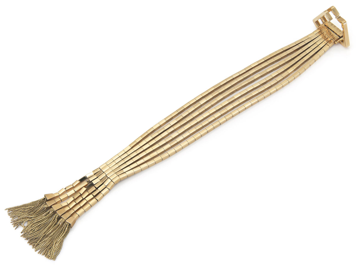 Vintage 1940s Retro Rose Gold Tassel Bracelet