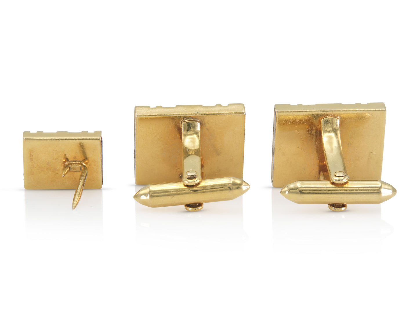 Vintage 1960s Carnelian and Gold Cufflinks and Tie Tag Set