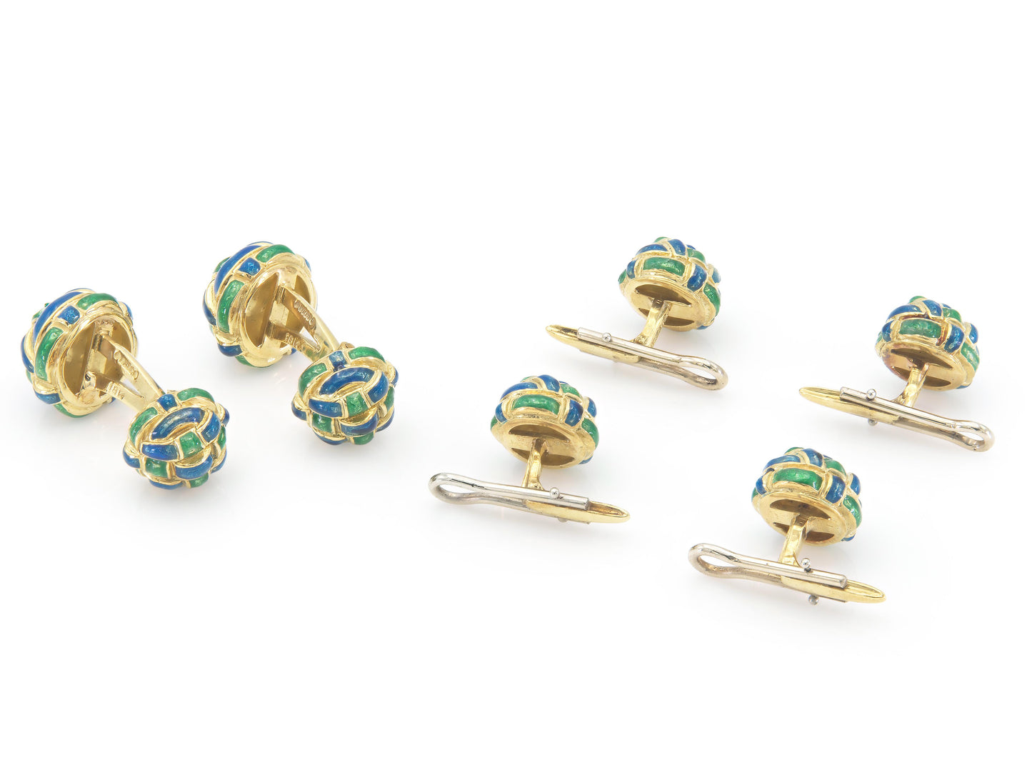Vintage 1970s David Webb Enamel Weave Stud Set