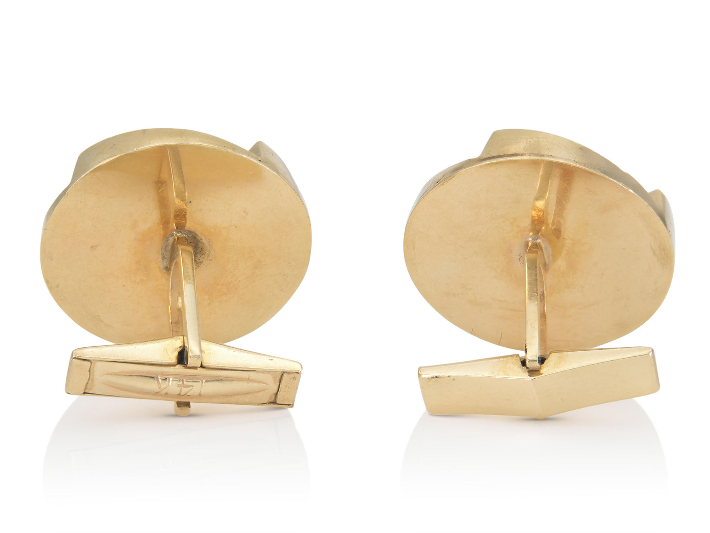 Vintage 1960s Gold Circular Cufflinks with Diamonds