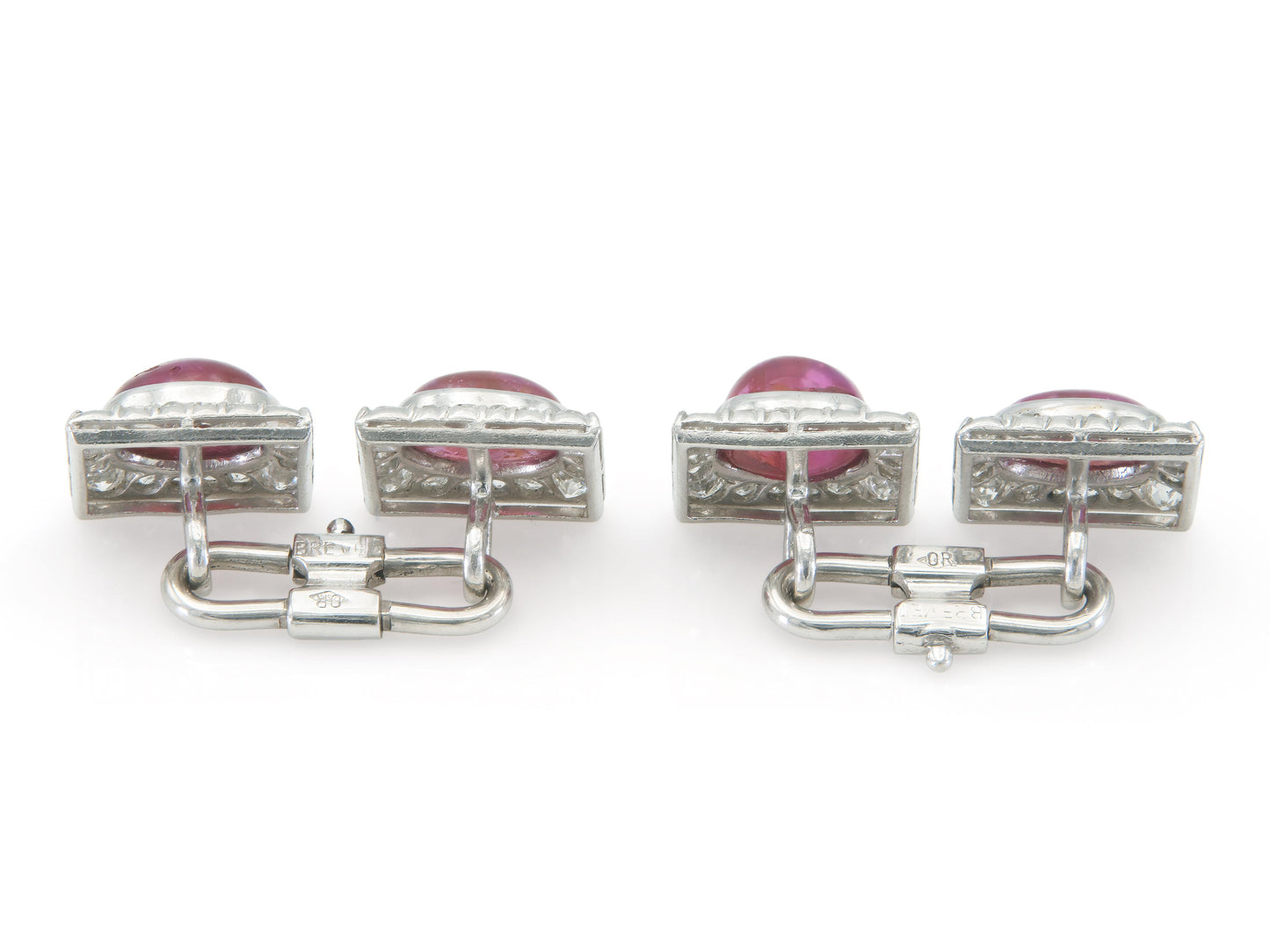 Antique Art Deco 1930s 5.00 Carat Ruby Cufflinks with Diamonds