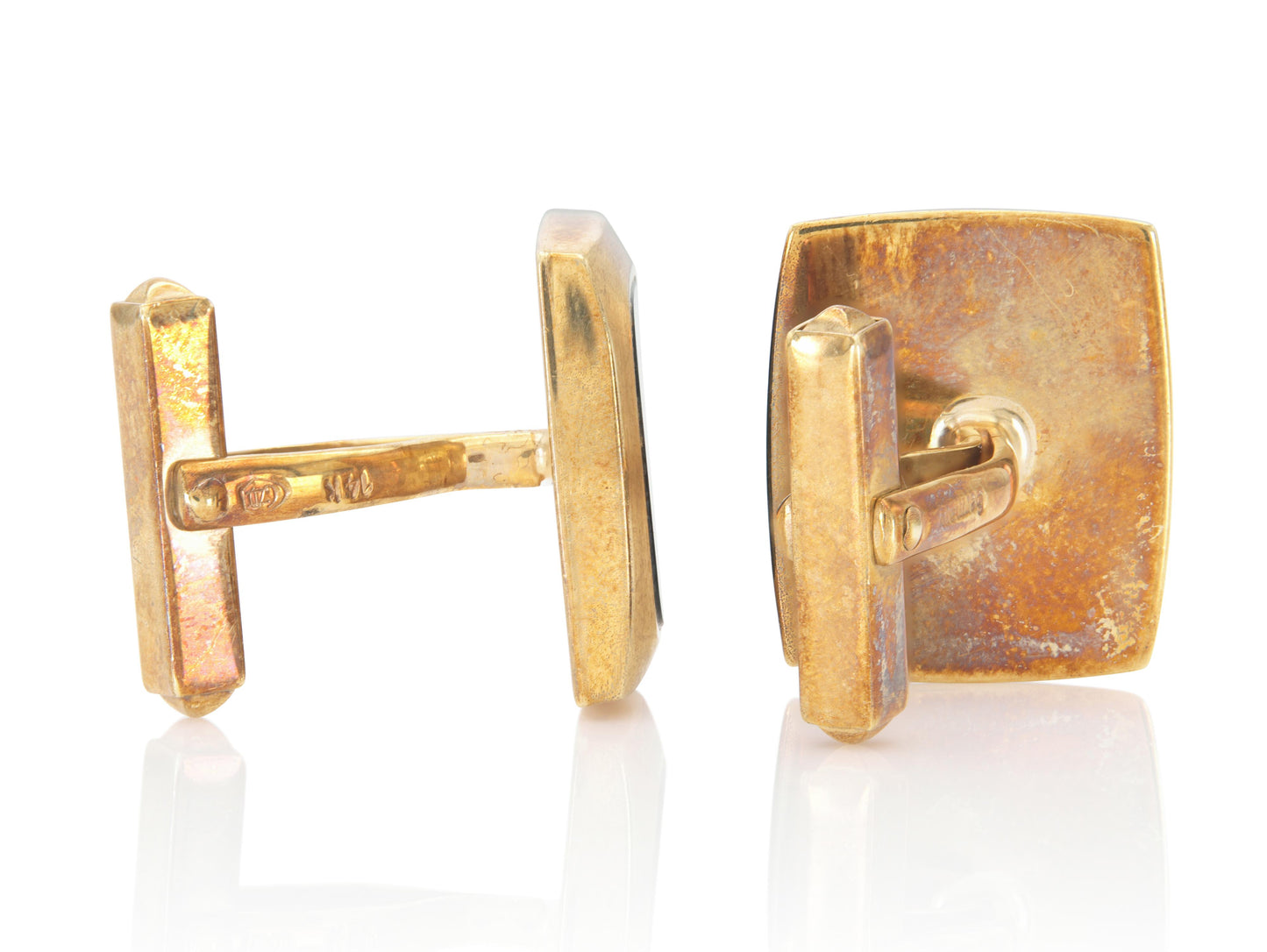 Vintage 1970s Rectangular Onyx Cufflinks