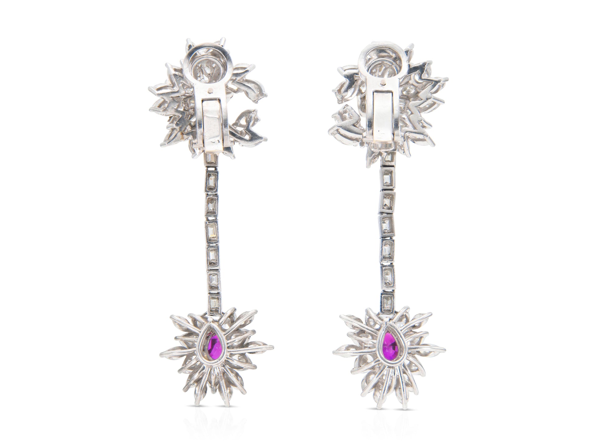 Vintage 1950s Ruby and Diamond Drop Earrings