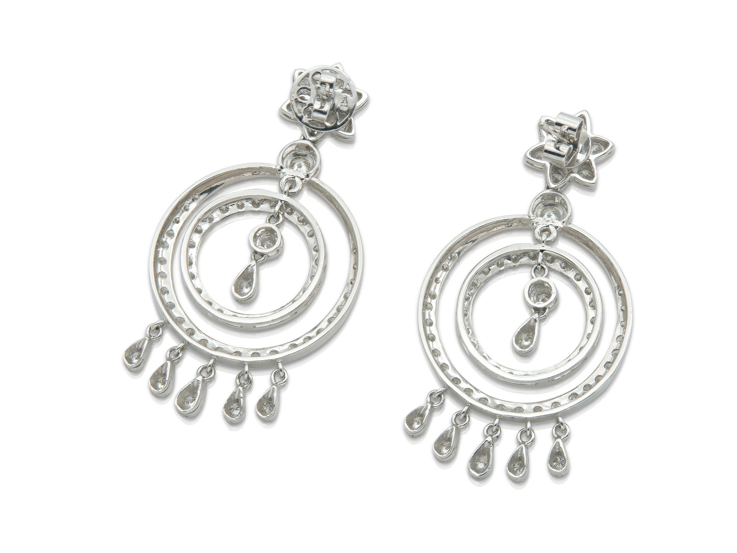 3.02 Carat Round Cut Diamond Circle Dangle Earrings