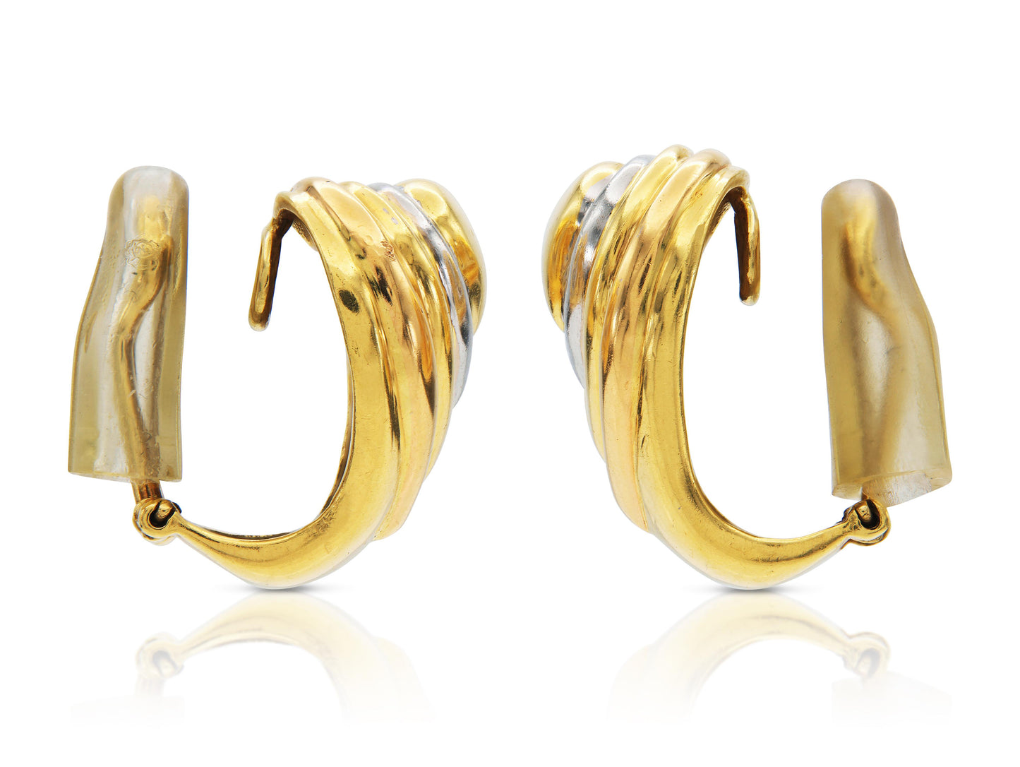 Vintage 1980s Two-Toned Gold Ripple Heart Earrings