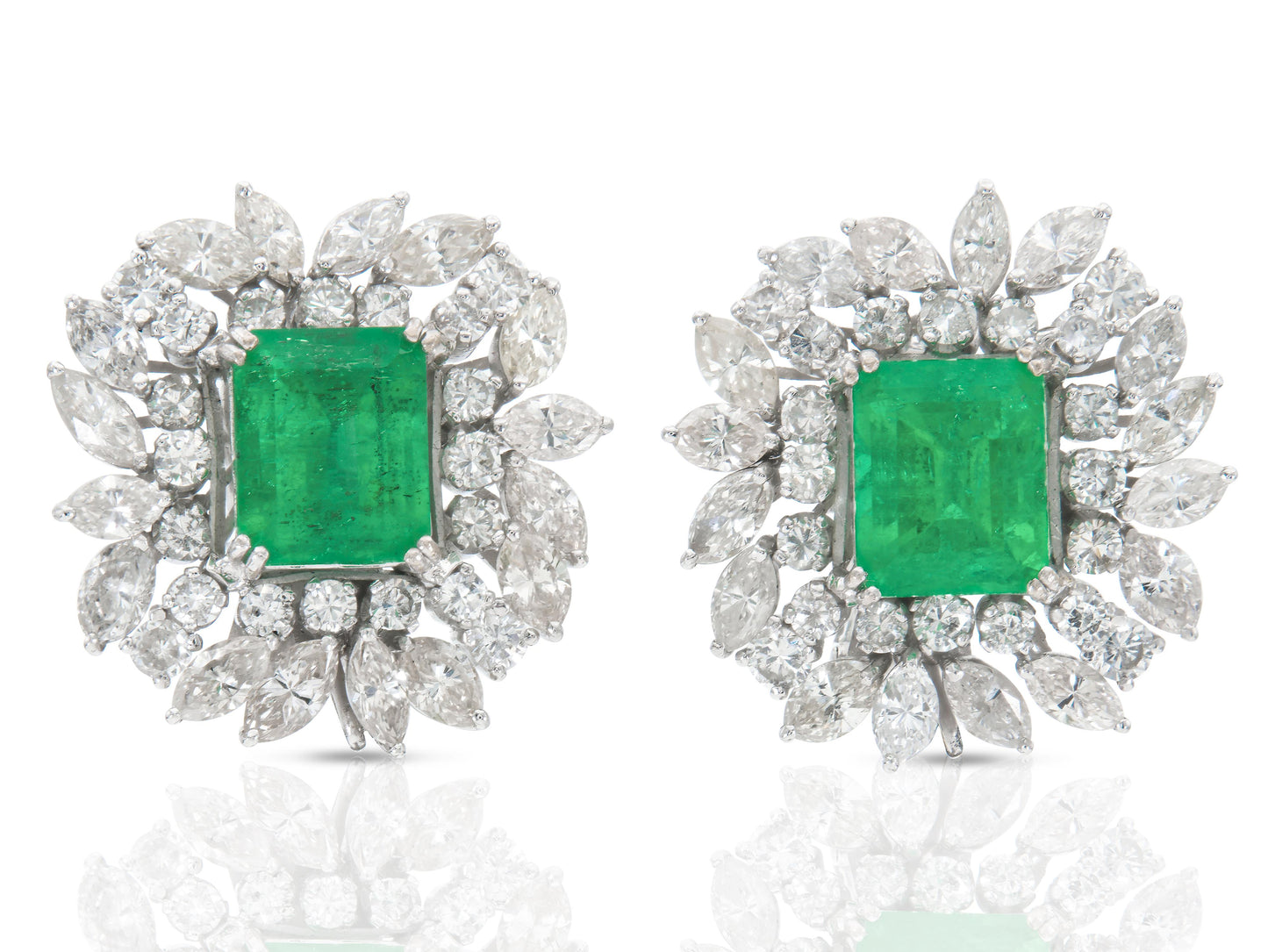 Vintage 1950s 17.00 Carat Emerald Detachable Dangle Earrings with Diamonds