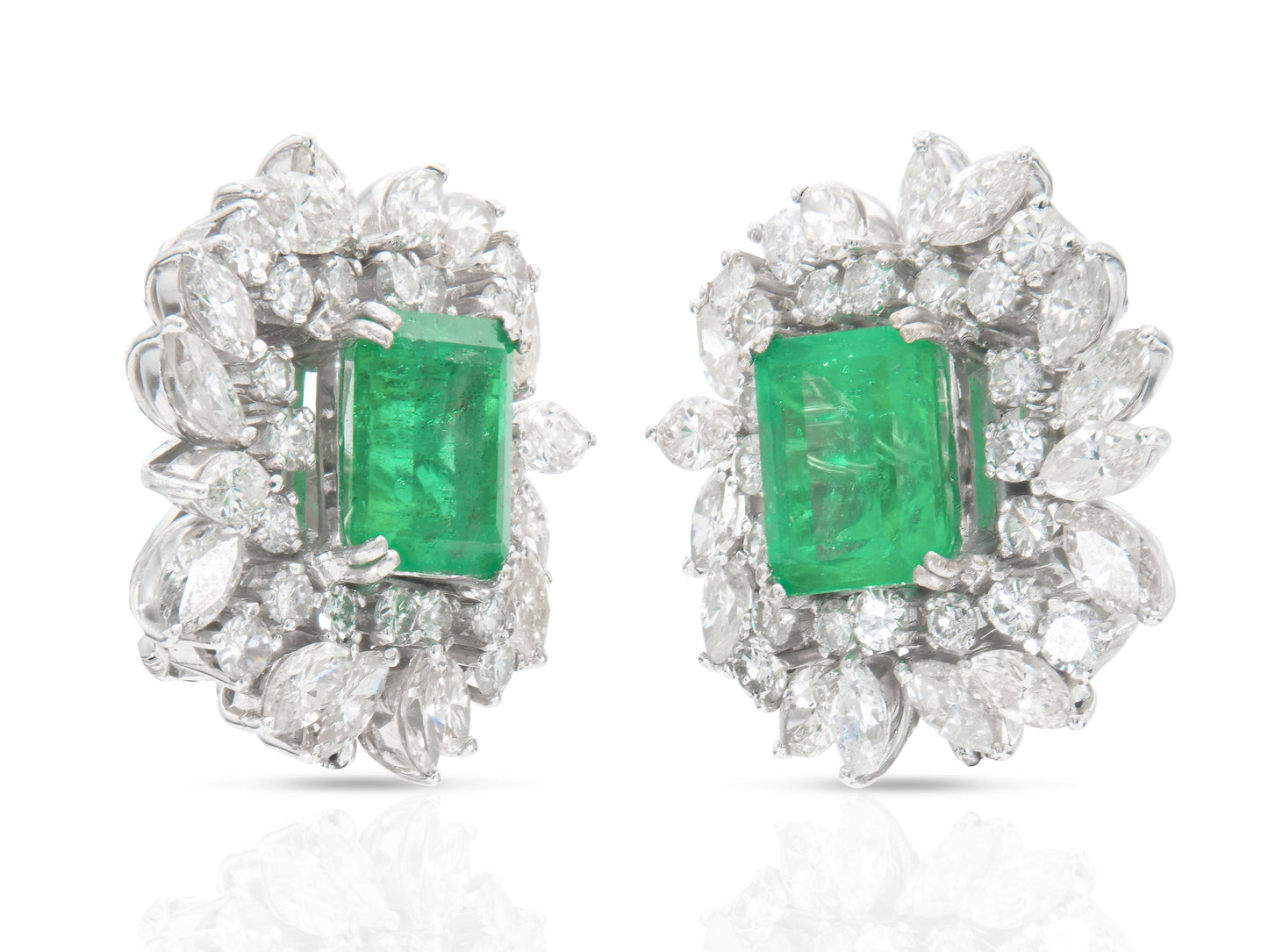 Vintage 1950s 17.00 Carat Emerald Detachable Dangle Earrings with Diamonds