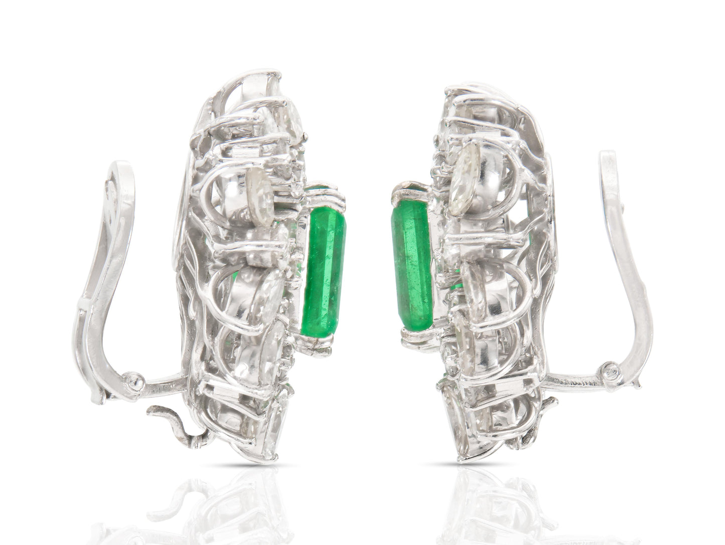 Vintage 1950s 17.00 Carat Emerald Detachable Dangle Earrings with Diamonds