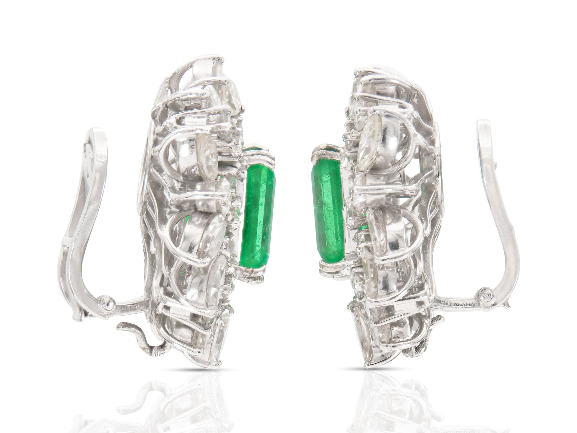 Vintage 1950s 17.00 Carat Emerald Detachable Dangle Earrings with Diamonds
