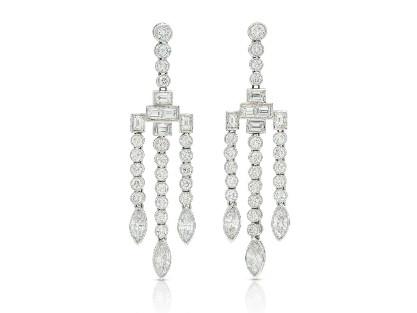 7.08 Carat Mixed Cut Diamond Chandelier Earrings