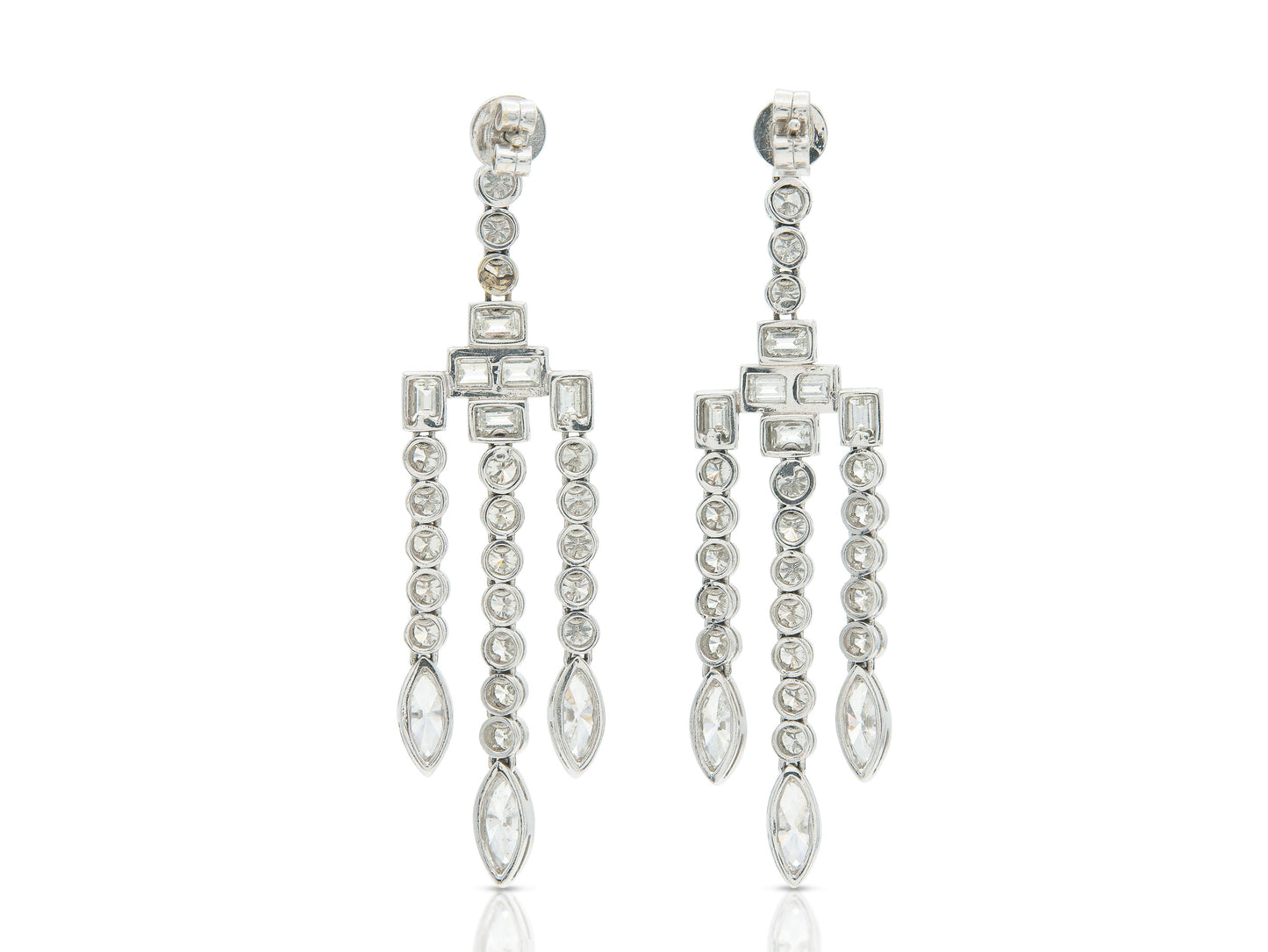 7.08 Carat Mixed Cut Diamond Chandelier Earrings