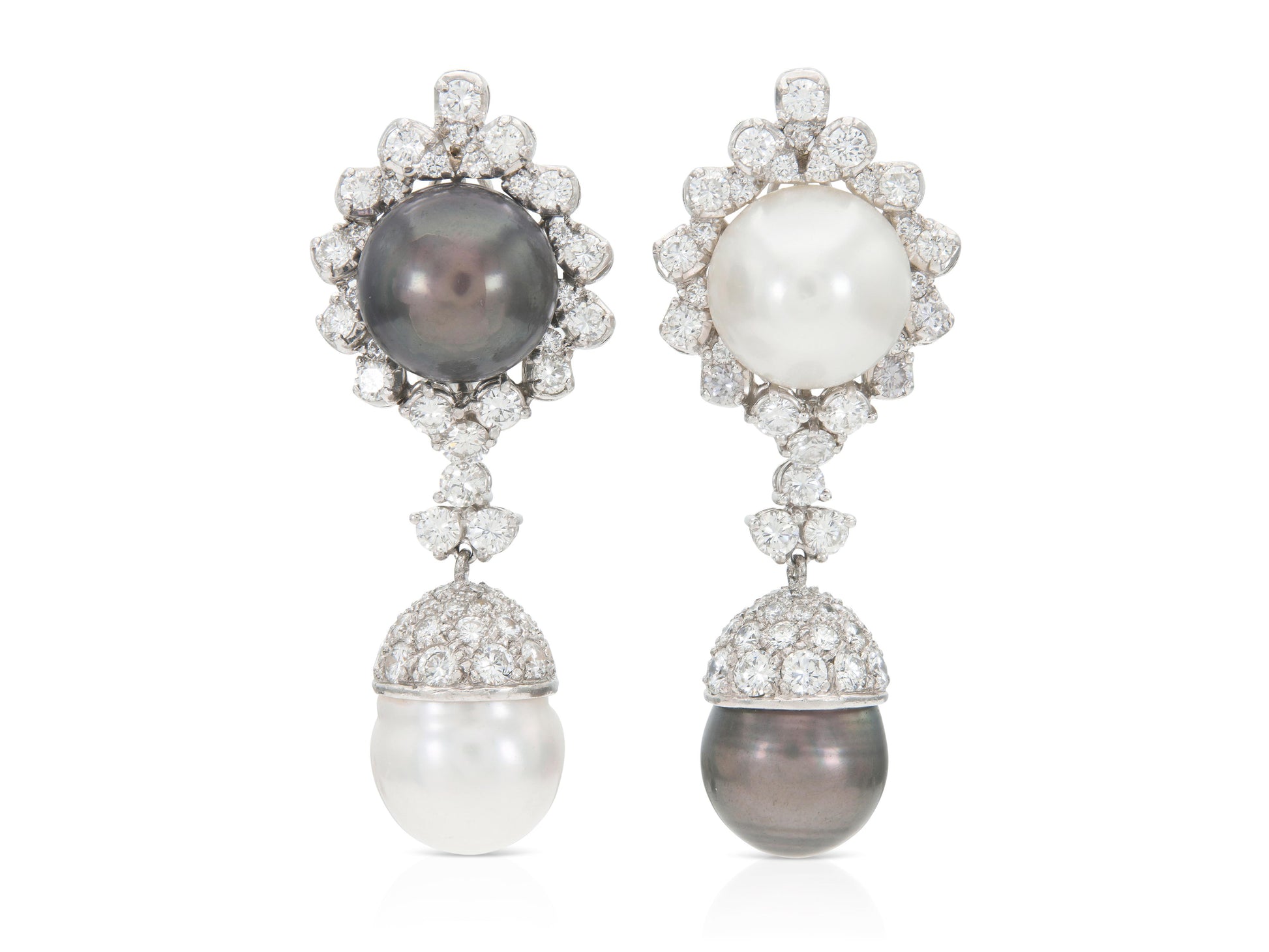 Vintage 1950s Salt & Pepper Peal Dangle Earrings