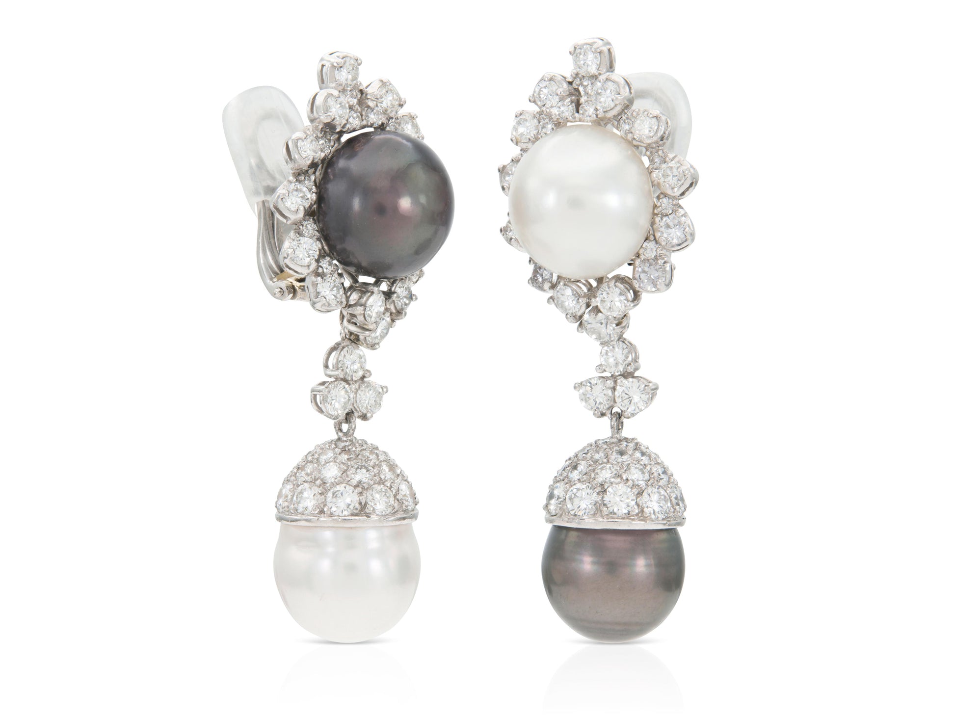 Vintage 1950s Salt & Pepper Peal Dangle Earrings