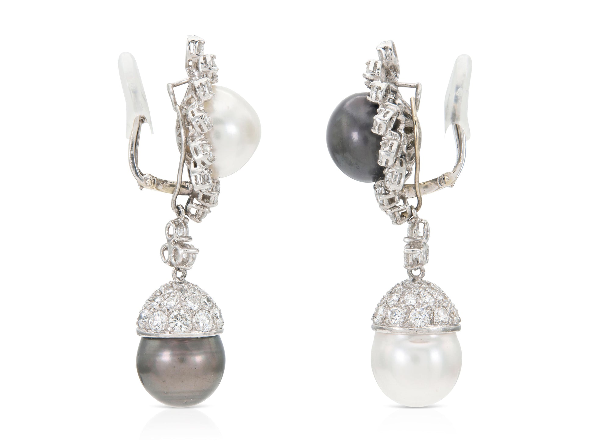 Vintage 1950s Salt & Pepper Peal Dangle Earrings