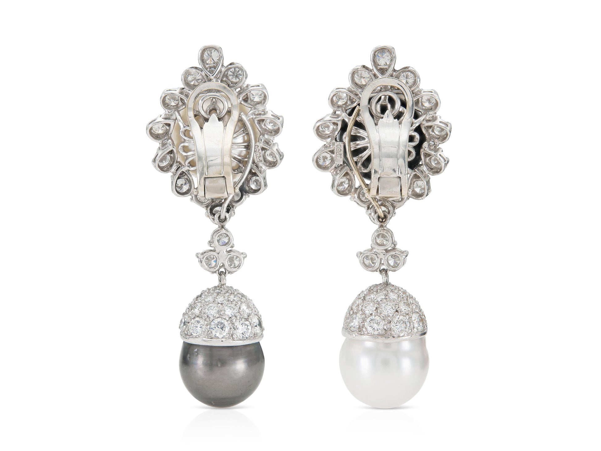 Vintage 1950s Salt & Pepper Peal Dangle Earrings