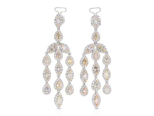 9.36 Carat White and Colored Diamond Dangle Earrings