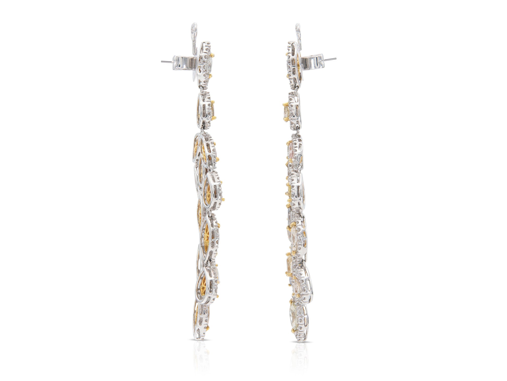 9.36 Carat White and Colored Diamond Dangle Earrings