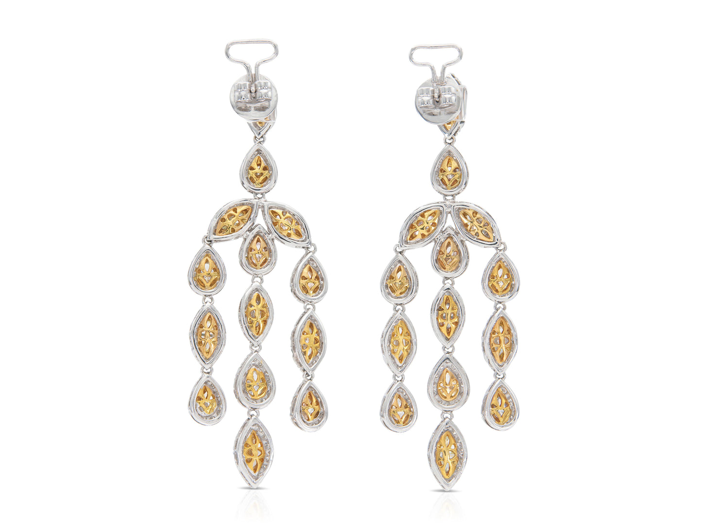 9.36 Carat White and Colored Diamond Dangle Earrings