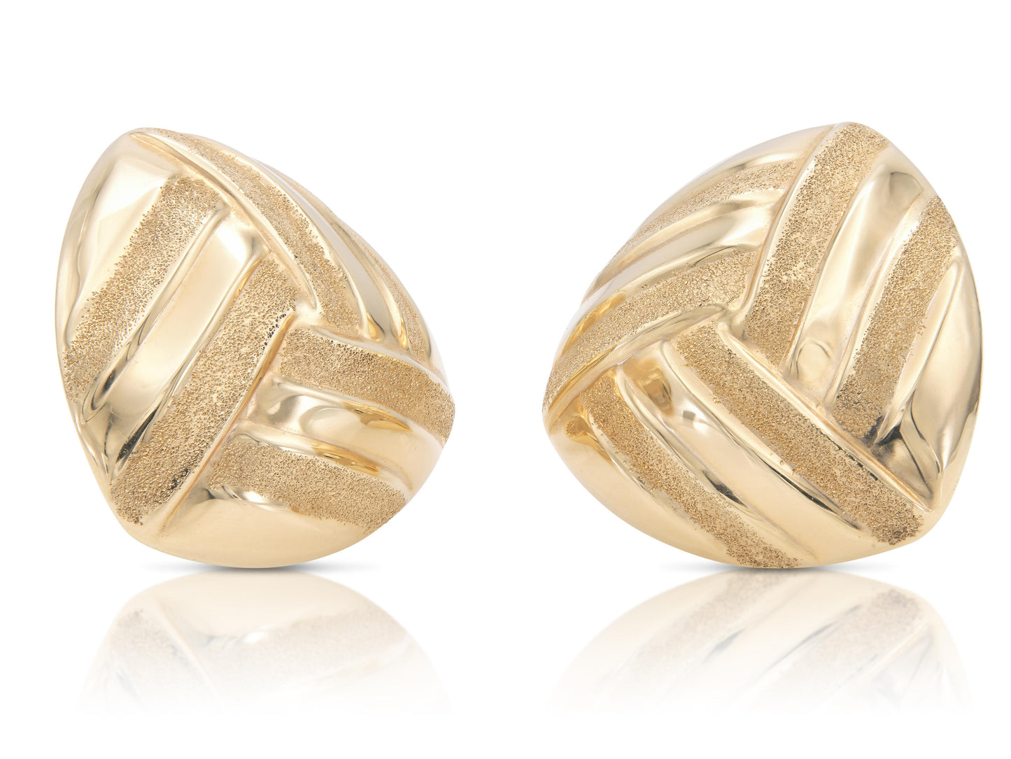 Vintage 1980s Textured and Polished Gold Earrings