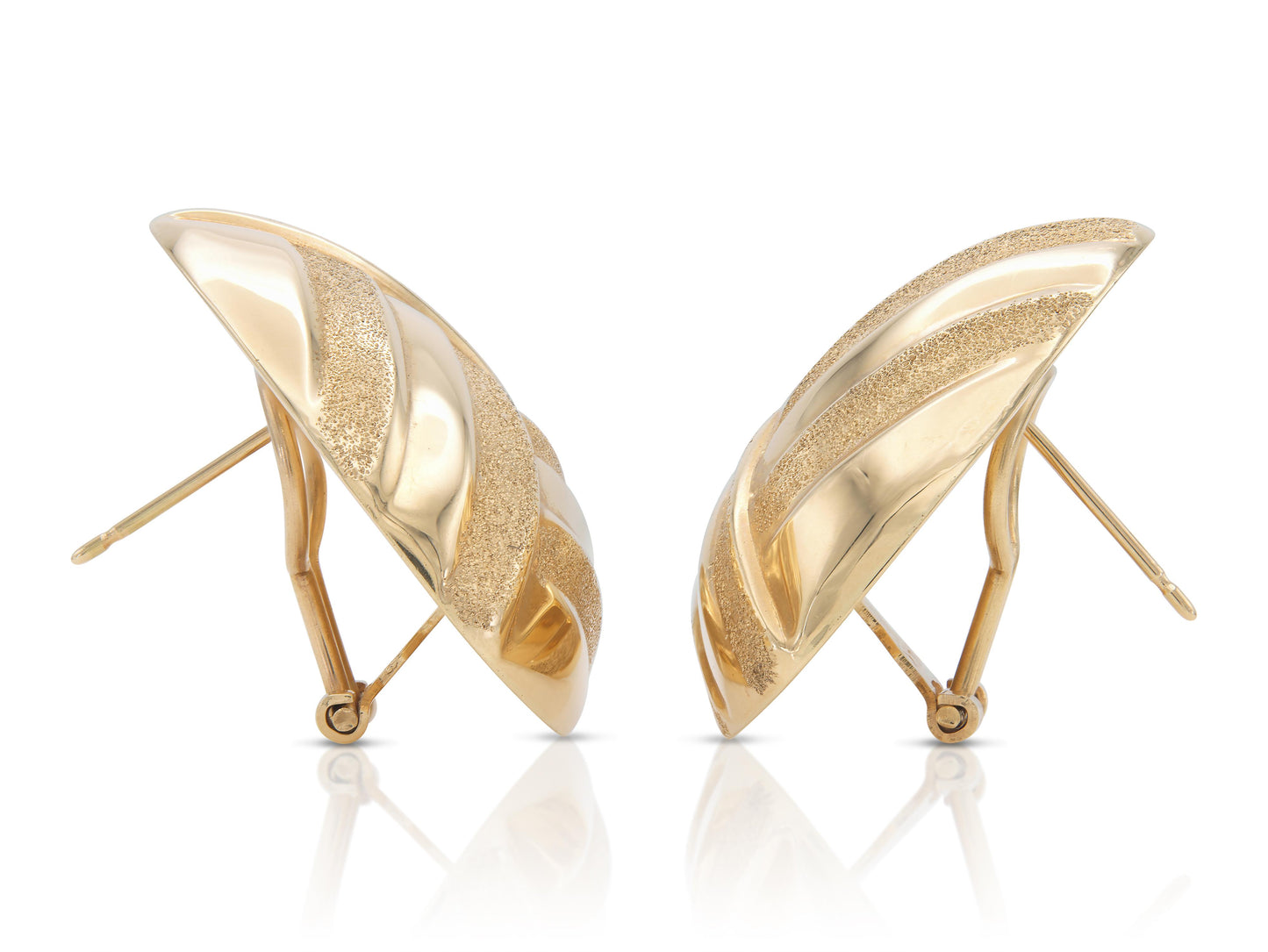 Vintage 1980s Textured and Polished Gold Earrings