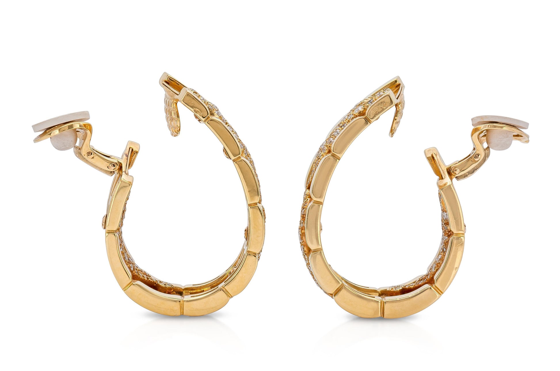 Vintage Cartier Walking Panthere Hoop Earrings with Diamonds