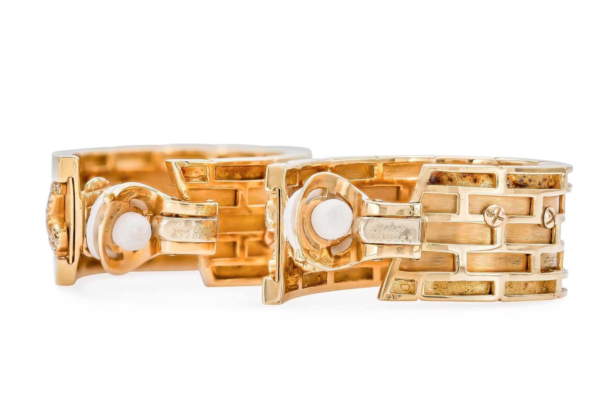 Vintage Cartier Walking Panthere Hoop Earrings with Diamonds