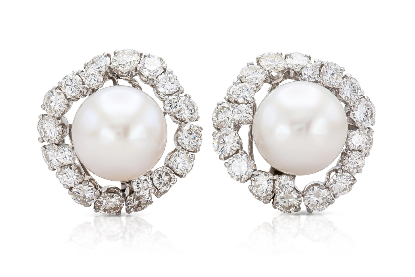 Vintage 1960s David Webb Pearl and Detachable Bombe Diamonds Dangle Earrings