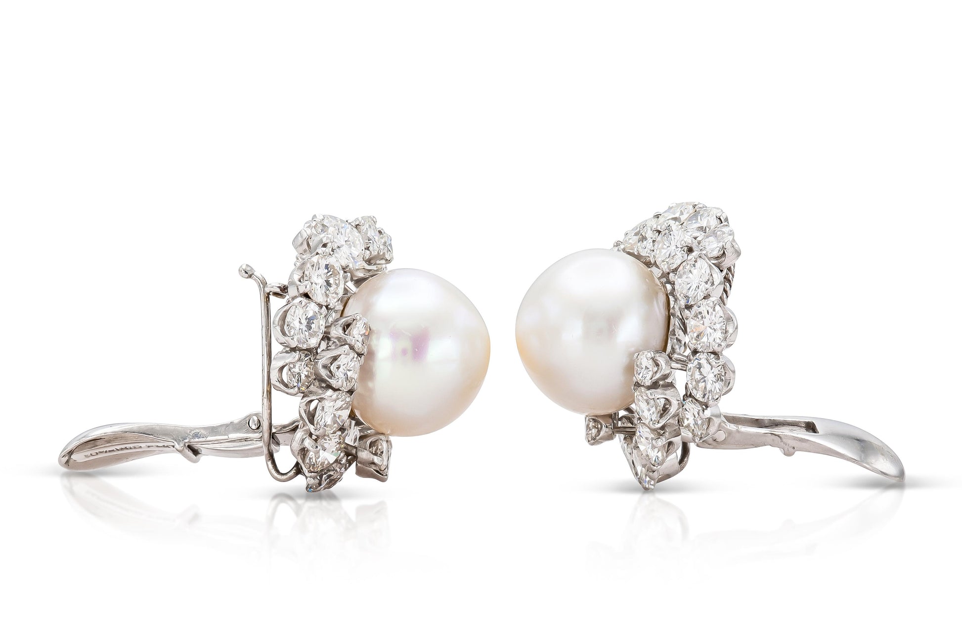 Vintage 1960s David Webb Pearl and Detachable Bombe Diamonds Dangle Earrings