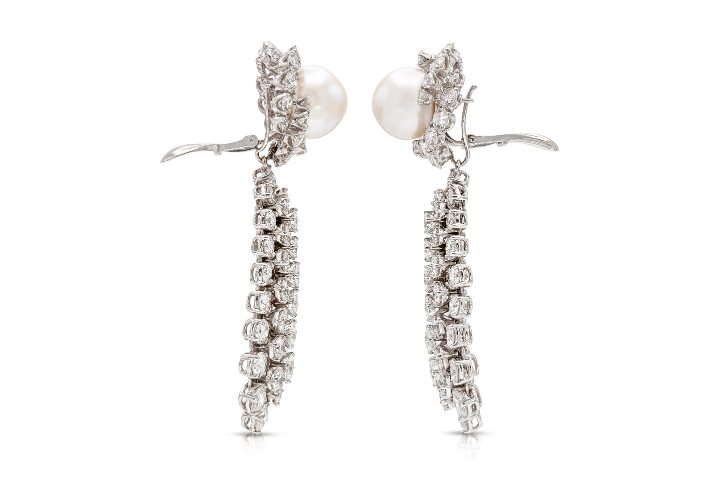 Vintage 1960s David Webb Pearl and Detachable Bombe Diamonds Dangle Earrings