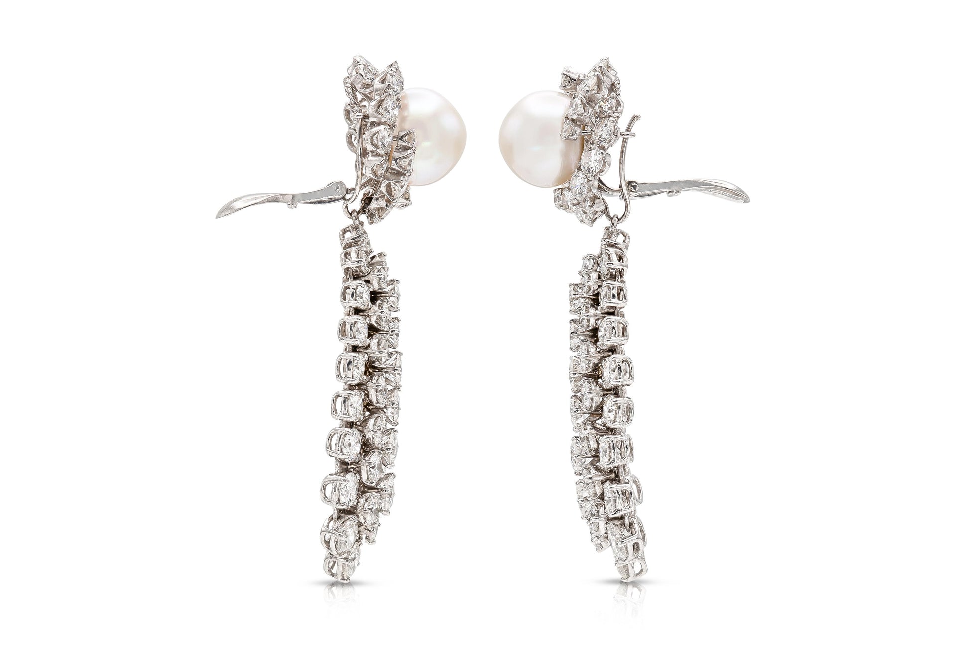 Vintage 1960s David Webb Pearl and Detachable Bombe Diamonds Dangle Earrings