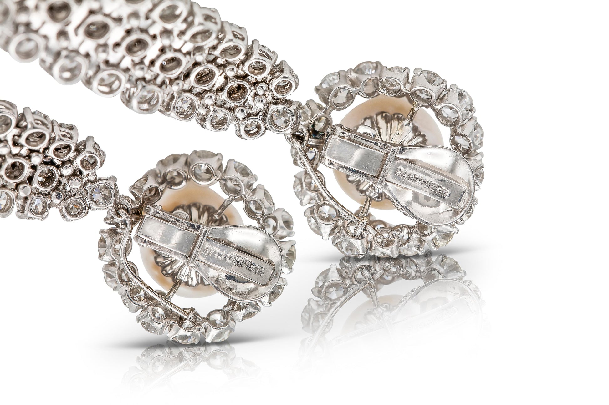 Vintage 1960s David Webb Pearl and Detachable Bombe Diamonds Dangle Earrings