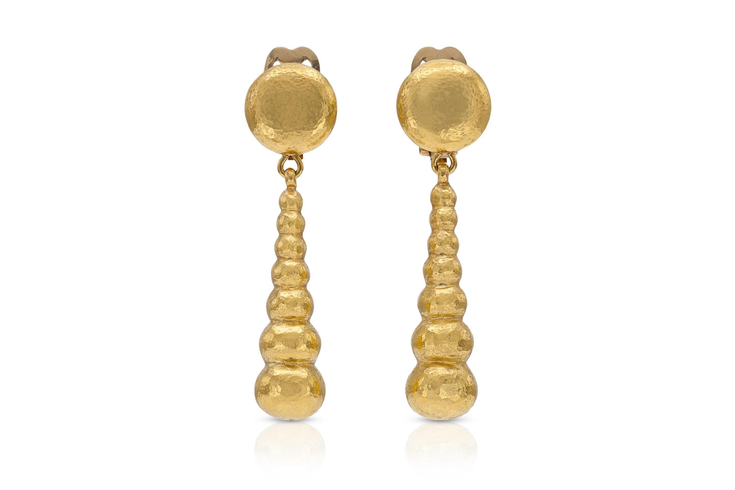 Vintage 1970s Lalaounis Hammered Bubbles Dangle Earrings