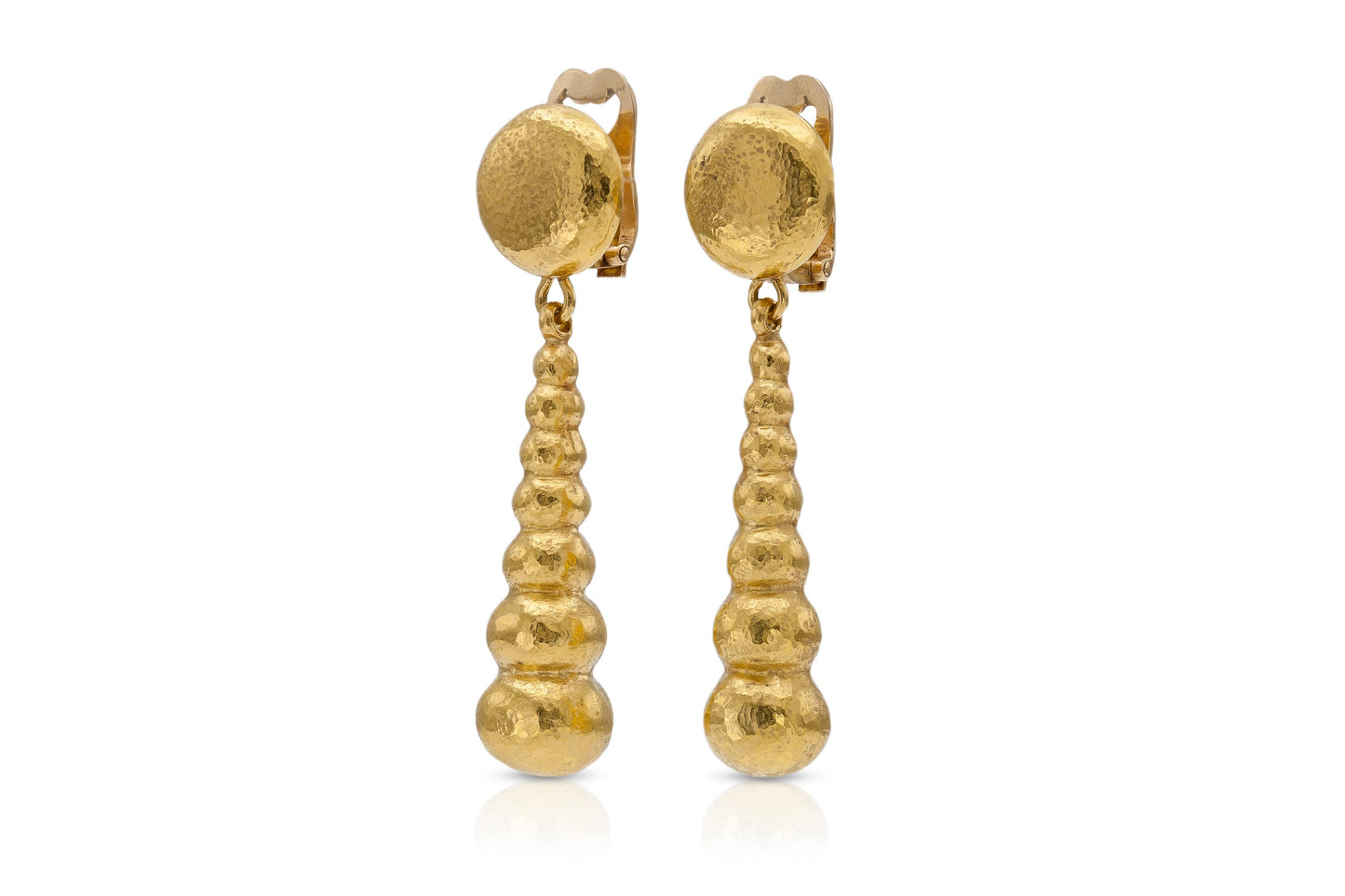 Vintage 1970s Lalaounis Hammered Bubbles Dangle Earrings