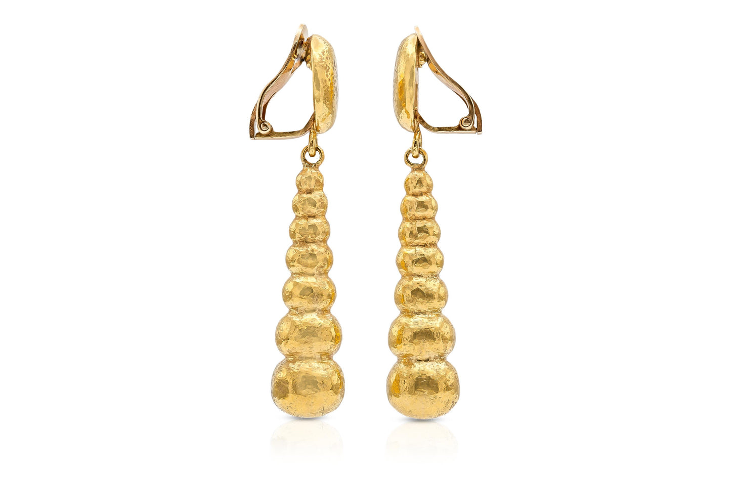 Vintage 1970s Lalaounis Hammered Bubbles Dangle Earrings