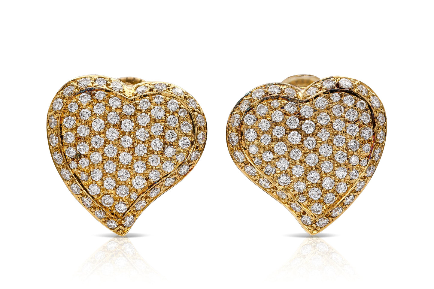 Vintage 1980s 4.20 Carat Diamond Heart Earrings