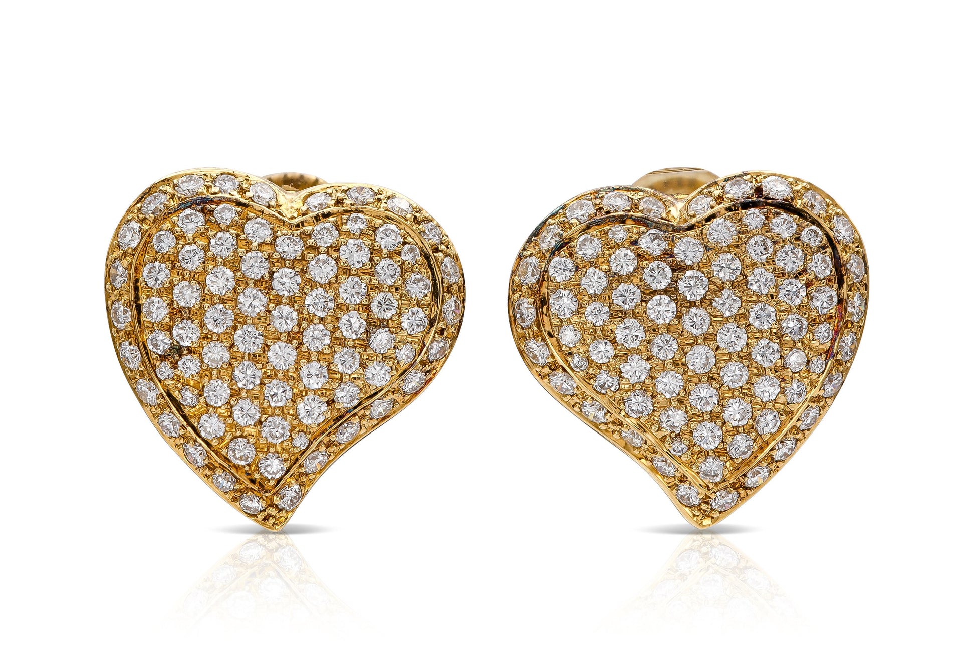 Vintage 1980s 4.20 Carat Diamond Heart Earrings