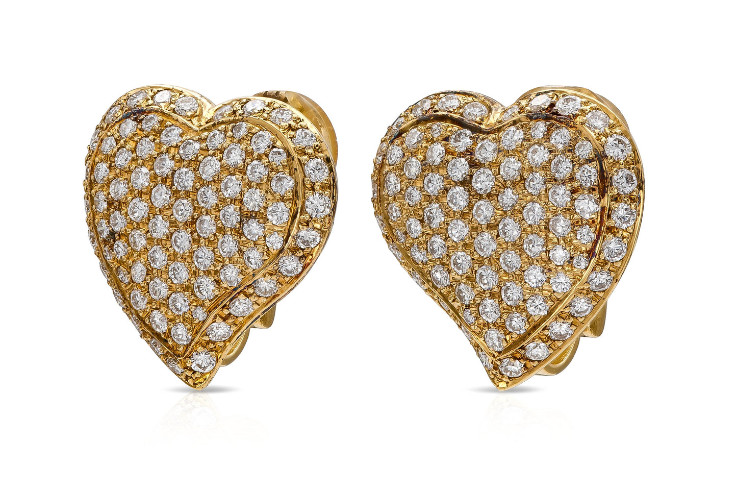 Vintage 1980s 4.20 Carat Diamond Heart Earrings