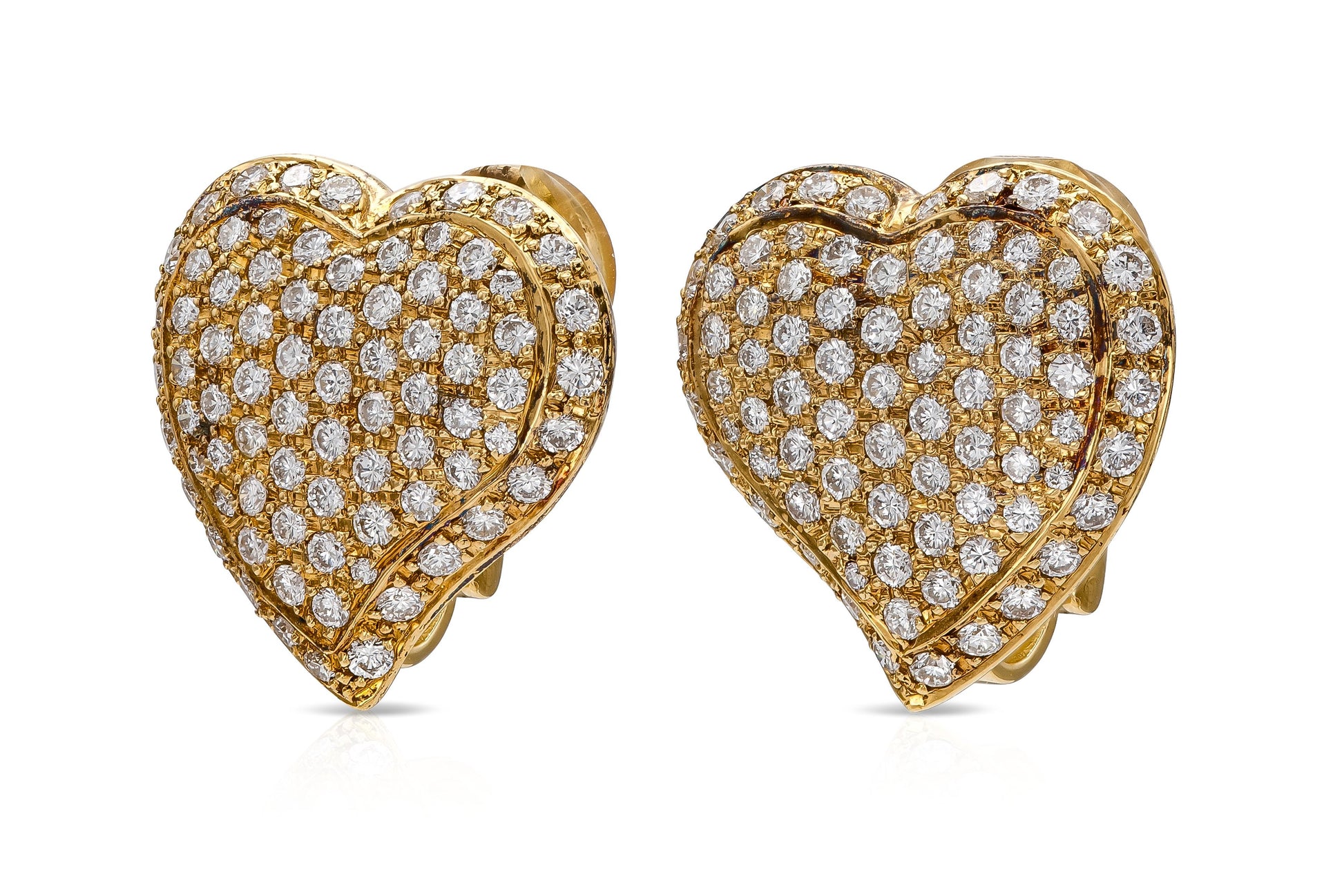 Vintage 1980s 4.20 Carat Diamond Heart Earrings