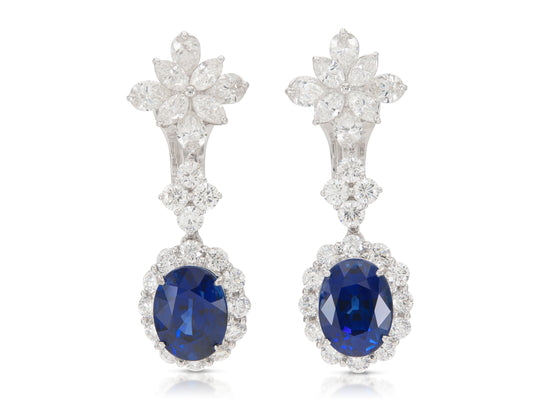 16.35 Carat Sapphire and 10.00 Carat Diamond Dangle Earrings